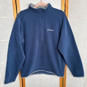 Cloudveil Mens Quarter Zip Fleece Pullover Blue Size Medium Elbow Patches